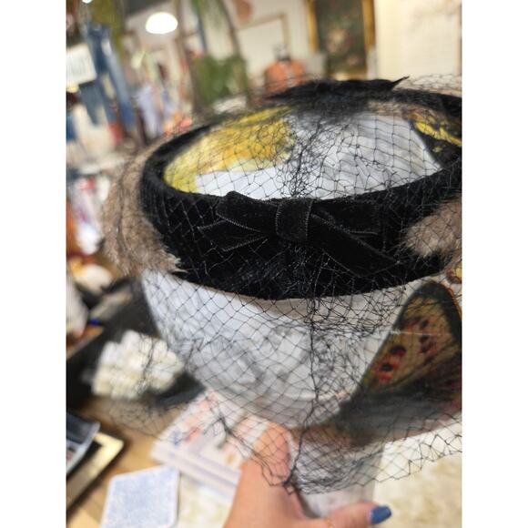 1950s Pill Box Mink Fur Hat With Lace / Veil Face Cover Dinner HAT - Picture 14 of 16